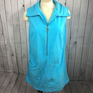 Catalina Sleeveless Blue Sailor half zipper top front pocket maritime emblem